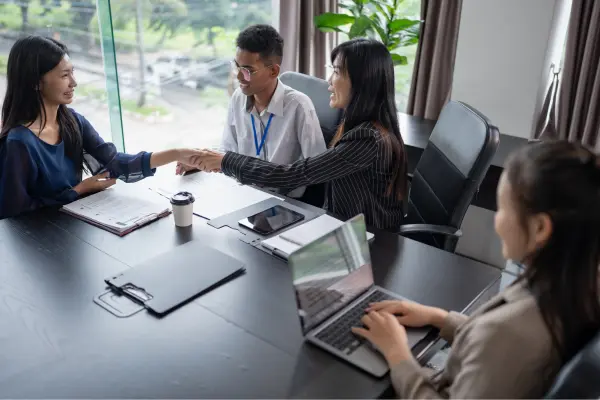 Four people at job interview